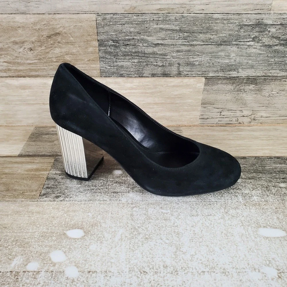 Michael Kors Porter Flex Womens Pumps Sz 6 M Black Slip On Block Heel Heels